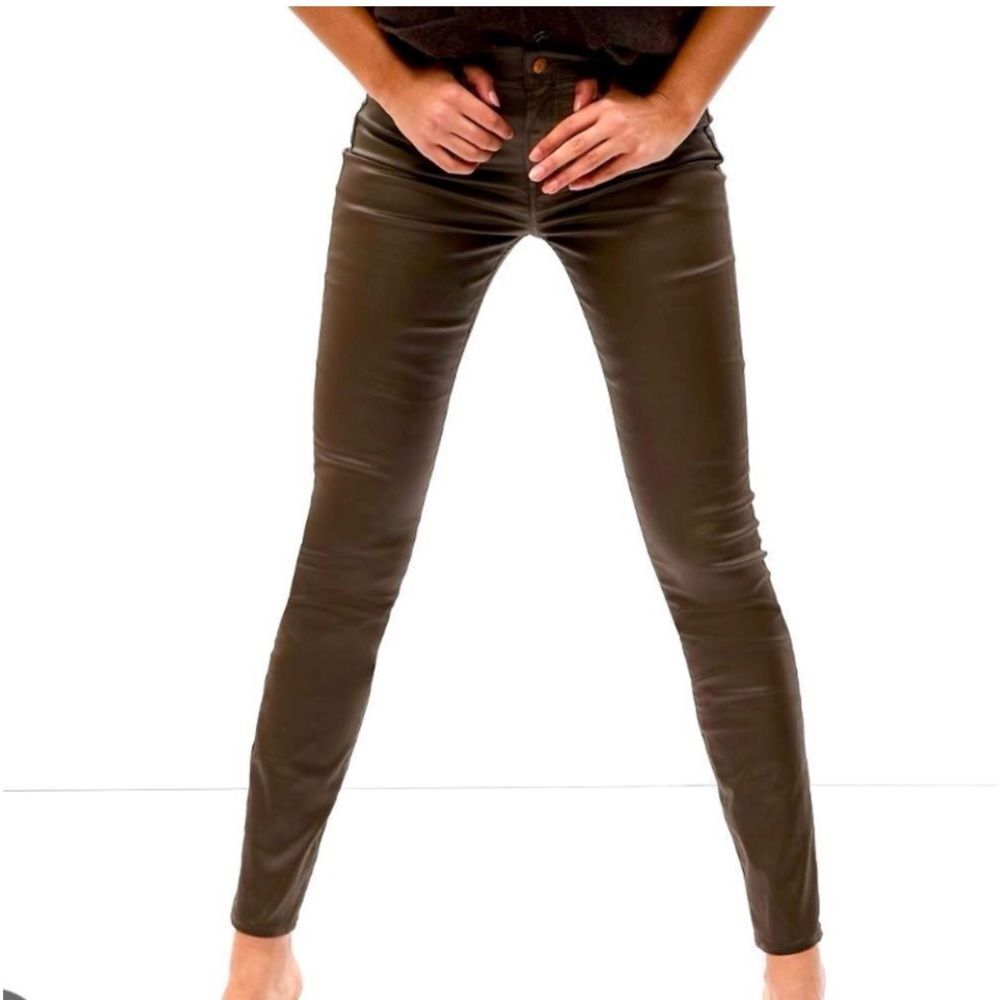 NWT Gap True Skinny Mid Rise Coated Jeans in Chocolate Brown Size 26 / 2‎ PETITE